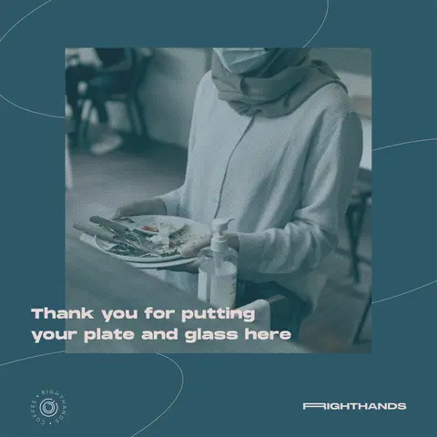 Righthands post: Thank you for putting your plate and glass here